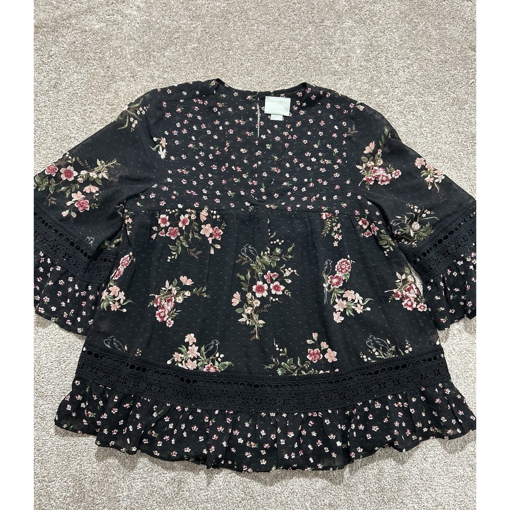 Anthropologie Maeve Women's‎ M Steffy Bell-Sleeve Blouse Boho - Picture 3 of 10